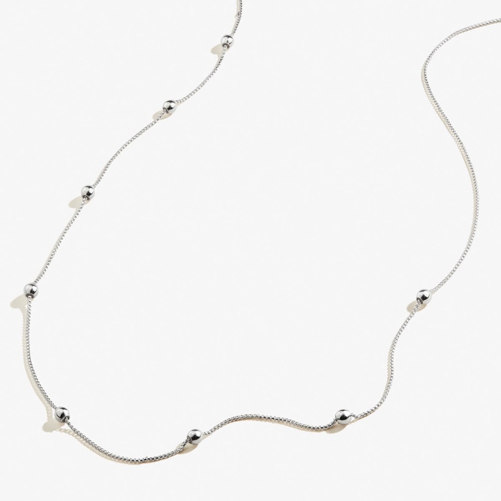 Silver Adjustable Length Bead Chain Necklace - image 1